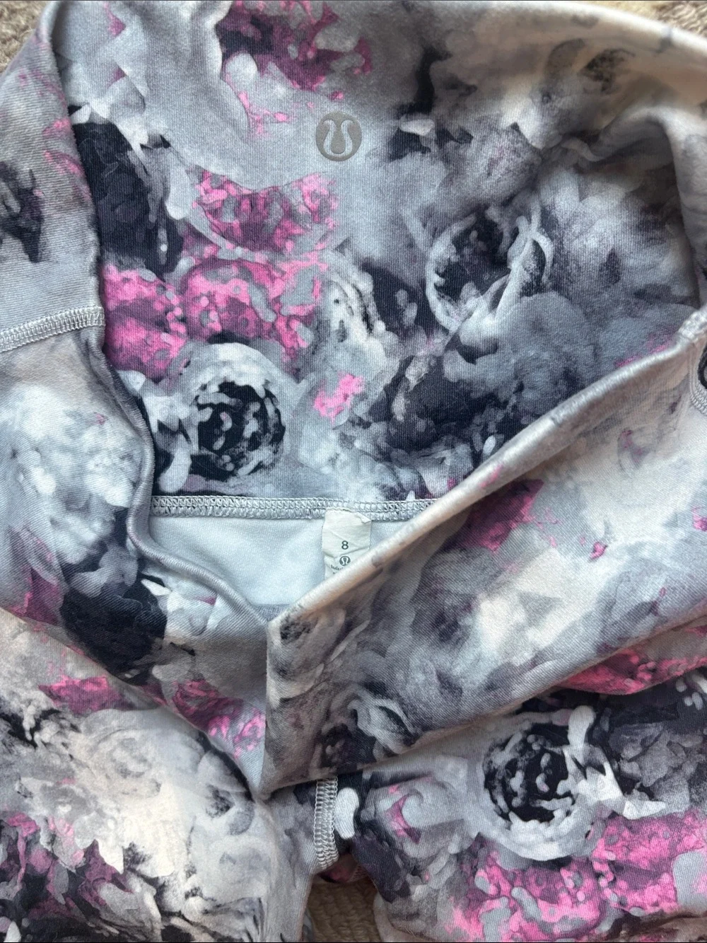 lululemon athletica Gray, Pink and Black Floral Hoodie
